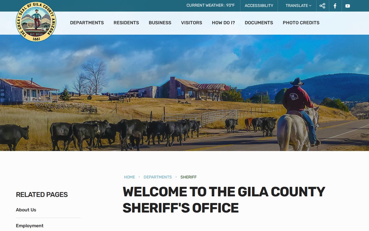 Official Gila County Sheriff page used to check for a current most-wanted program