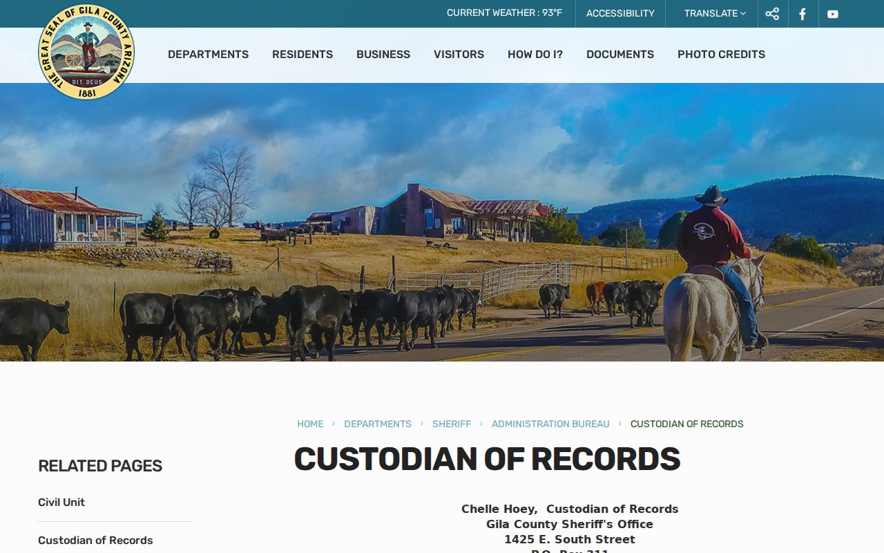 Gila County Sheriff Records Division public-record request information