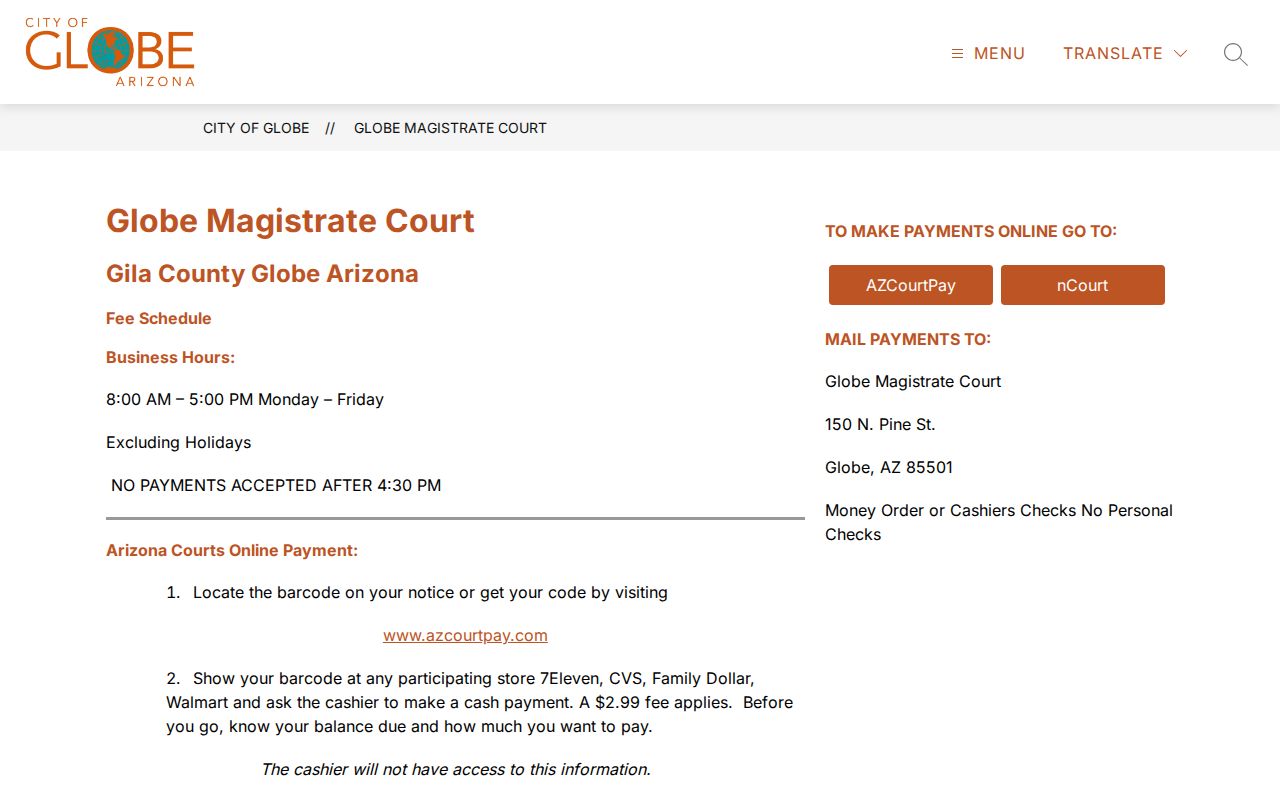 Globe warrant record court payment and case number instructions
